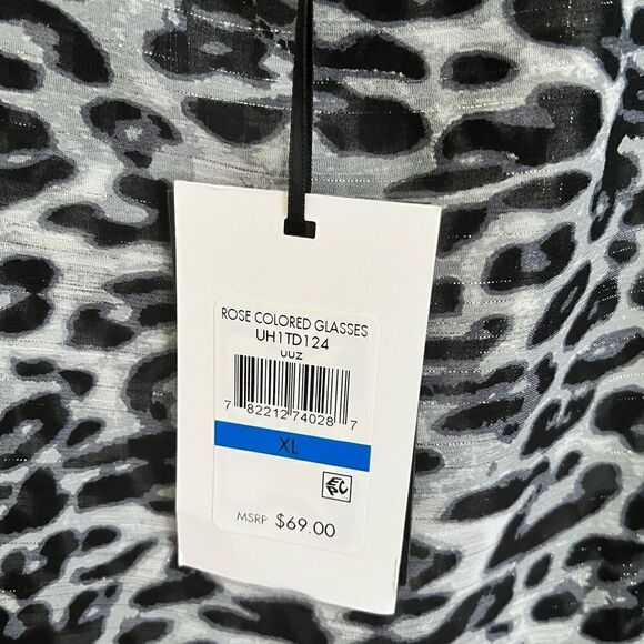 DKNY Black/White Leopard  Cape Blouse - Picture 13 of 15